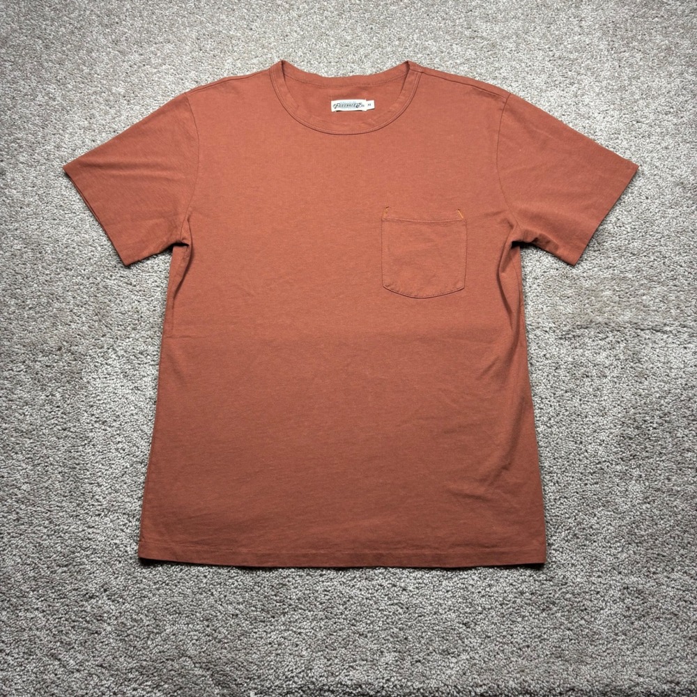 Freenote Cloth Mens Pocket T-Shirt Rust Orange Cotton Made in USA Size M